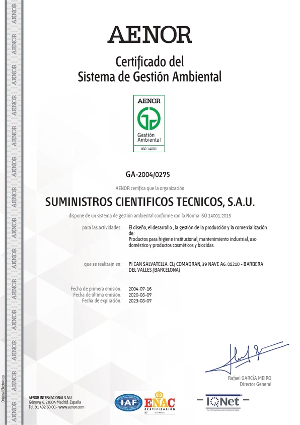 Certificado del Sistema de Gestión Ambiental