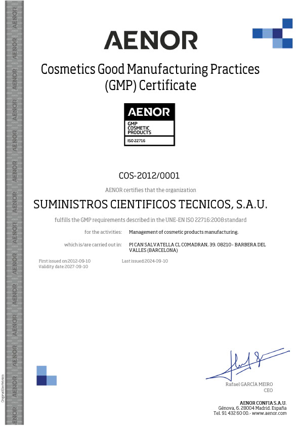 Certificado de Buenas Prácticas de Fabricación Productos Cosméticos